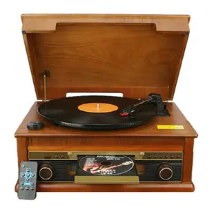 【台灣公司保固】恒信經典復古留聲機黑膠唱片機老式電唱機cd機復古收音機藍牙音箱