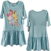 Disney Princesses Santa Squad Christmas Holiday Pullover Jersey Knit Dress NWT