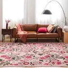 Extra Large Tropical Area Rugs 240x340cm Peah Pink Plush Modern Carpet Non Slip
