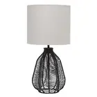 Lalia Home 21" Vintage Rattan Wicker Style Paper Rope Bedside Table Lamp