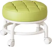 Low Roller Seat Stool Lazy Housework Stool Round Adult Swivel Chair Pulley Low Stool Universal Swivel Casters for Barber Shop, Green