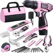 12V Pink Cordless Drill Set - Essential Women's power drill tool set for Home...