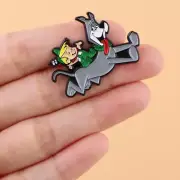 THE JETSON'S ELROY & ASTRO - 1960's Animation Enamel & Metal Badge - FREE POST