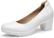 [DREAM PAIRS] Women's Chunky Closed Toe Low Block Heels Work Pumps Comfortable Round Toe Dress Wedding Shoes