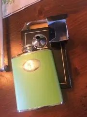New Visol "MERI" Leather Flask Gift Set, 6-Ounce, GREEN -HAS FUNNEL-vf 1124