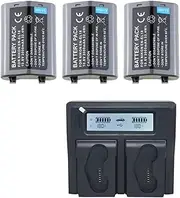 Lithium Battery EN-EL18a EN-EL18 Battery + Fast Charging Charger，Compatible for Nikon EN EL18a EN EL18 D850 D800 D800E D4 D4S D5 D6(1Charger 3battery)