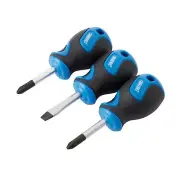 Draper Stubby Soft Grip Screwdriver Set 3 Piece Pozi Phillips & Slot 32604