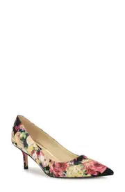 Nine West Arlene Pointed Toe Pump in Black Floral Multi at Nordstrom, Size 9
