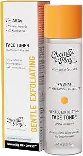 Ch.emistAtP.lay Glycolic Acid Face Toner for Gentle Exfoliation & Skin Hydration | Formulated with 7% AHA, 3% Niacinamide & 1% Kombucha | 150ml