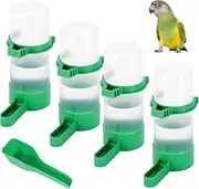 Garneck 4Pcs Automatic Bird Water Feeders and 1Pc Food Dispenser for Cage Small Water Dispenser Set Watering Supplies for Pet Parrot Parakeets Cockatiel Budgie