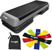 Yes4All Aerobic Exercise Workout Step Platform With 4 Adjustable Risers, 3-Level Step Up Exercise 110CM, 136Kg Capacity Aerobic Stepper Bench
