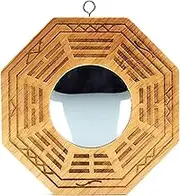 Feng Shui Wood Chinese Bagua Mirror 4 Inch (Convex)