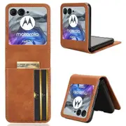 For Motorola Razr 50 5G Wallet Case Shockproof Leather Phone Cover Brown