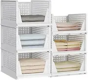 SIMTWO Wardrobe Organiser Set of 6(3 L+3 XL), Plastic Storage Drawers for Wardrobe Clothes Storage, Foldable Drawer Storage Bin Container