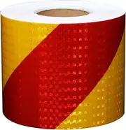Reflective Tape， High Intensity Red Yellow Warnig Tape, Self-Adhesive Reflective Sticker for Trailers Trucks Cars Boats(15 cm X 50 m)