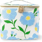 [Kate Spade New York] Insulated Lunch Tote, Small Lunch Cooler, Thermal Bag with Double Zipper Close and Carrying Handle, Blue and White, Sunshine Floral, Blue, White, Medium