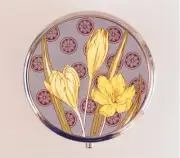 Art Nouveau Crocus Pill Box Case Pillbox Holder Trinket Stash Flower Deco Floral