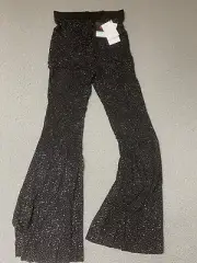 Balmain Paris Black Pants Sz EU 40 US 8 sparkle fancy bell leg dancing