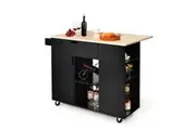 Giantex Drop-Leaf Kitchen Island Trolley Mobile Serving Cart Utility Storage Cabinet w/Drawer & Adjustable Shelf