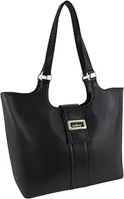 [Milleni] Ladies Vegan Leather Fashion Caryall Tote Bag in Black