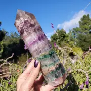 Fluorite Rainbow Purple Pink Green Crystal Tower Point | AA Grade | 814 Grams |