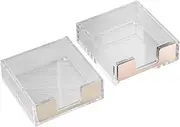 DOITOOL 2Pcs Memo Pad Holder Transparent Desk Organizer for Notepads and Index Cards Stylish and Paper Clip Holder for Office Study Use