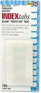 Redi-Tag, RTG31000, Permanent Stick Write-On Index Tabs, 104 / Pack, White