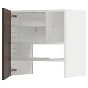 METOD wall cb f extr hood w shlf/door, white/Sinarp brown, 60x60 cm