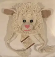 Vive Bien Childs Cute Sheep Winter Hat Wool w/Acrylic Lining Handmade in Ecuador