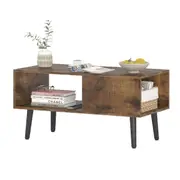 Advwin Coffee Table Sofa Table with Open Shelf Tea Table Cafe Table End Table Side Table Walnut