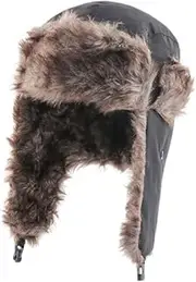 [Generic] Always Warm Corduroy Safety Ushanka Collection Aviator Trooper Trapper Hat Winter Faux Fur Water Winter Proof
