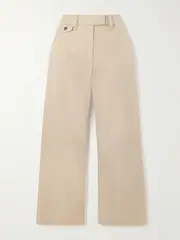 [Brunello Cucinelli] Brunello Cucinelli - Bead-embellished Cropped Cotton And Linen-blend Twill Straight-leg Pants - Beige - IT44 IT 44 Neutrals