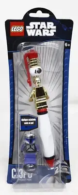 2010 LEGO Star Wars C-3PO Ball Point Pen with Mandalorian Minifigure - NEW+