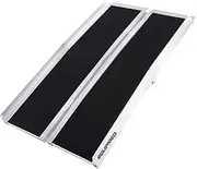 Equipmed 123cm Portable Folding Aluminium Access Ramp, 272kg Rated, Black Ultra-Grip, for Wheelchair, Mobility Scooter
