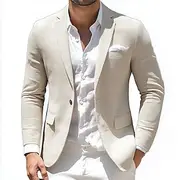 Men's Blazer Jacket Office Casual Daily Fashion Daily All Seasons Polyester Solid Colored Basic Single Breasted One-button Blazer Black Navy Blue Sky Blue khak