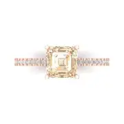 1.66ct Asscher Real Morganite Promise Bridal Wedding Classic Ring 14k Rose Gold