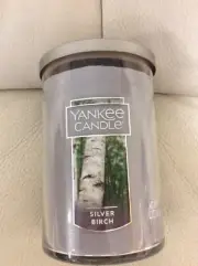 Yankee Candle Silver Birch Large Tumbler 22oz 2 Wick NEW! Gray Woods Autumn