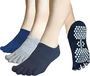 [ss soxsense] Soxsense Pilates Grip Toe Socks for Women & Men, Cushioned Low-Cut Athletic Five Finger Socks Non Slip for Yoga, Barre, Gym