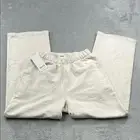 NEW MATE The Label M 100% Organic Cream Bone Fleece Straight/ Wide-Leg Pants