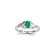 14k White Gold Emerald Diamond Ring