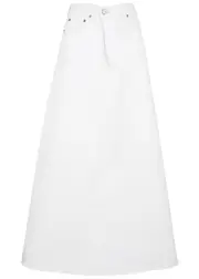 Ganni Double Fly Denim Maxi Skirt - White - 14 14