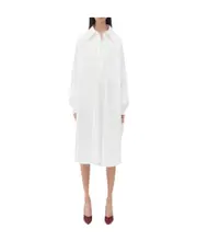 Bottega Veneta Half-Buttoned Shirt Dress IT34,IT38,IT36 White