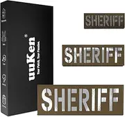 uuKen 3Pcs Sheriff Patch Reflective Laser Cut with Hook and Loop Coyote Tan and White for Vests Bags Hats (3 Pack, 1Pcs 4" x 1.4", 1Pcs 6" x 2", and 1Pcs 8.5" x 3")