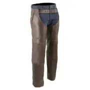 Milwaukee Leather Men's Retro Brown 4-Pocket Thermal Lined Premium Leather Chaps