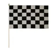 3 Pack Black & White Checkered Racing 100D 12"x18" Stick Flag 30" Wood Staff