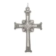 Sterling Silver Antiqued, Textured And Brushed Cross Pendant