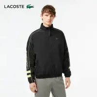 在飛比找momo購物網優惠-【LACOSTE】男裝-拉鍊撞色連帽夾克(黑色)