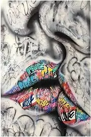 Lover Kissing Banksy Graffiti Art Print on Canvas Paintings Wall Art Sexy Lips Posters Abstract Street Pop Art Wall Pictures Artwork for Living Room Bedroom Home Decor Gift Unframed