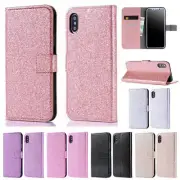 Bling Glitter Flip Wallet Phone Case For iPhone 11 12 13 14 15 16 Pro Max Plus