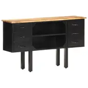 Sideboard 110x30x65 cm Solid Rough Mango Wood and Steel vidaXL